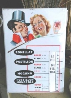 advertising tin sign .POSTILLON wine products 