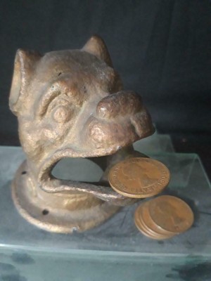 Antique cast iron BULLDOG head french 