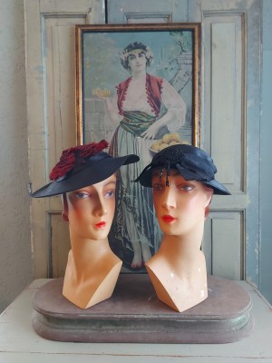 Pair of antique mannequin heads